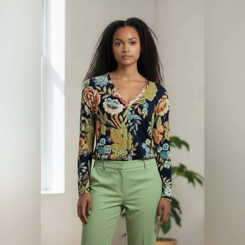 NWT ETRO paisley print long sleeve tunic style blouse - Picture 4 of 5